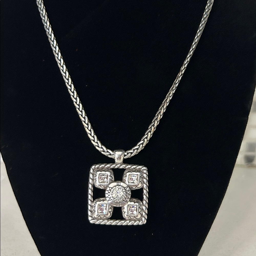 Brighton Silver Pendant Necklace with Crystal Accents - Picture 2 of 4